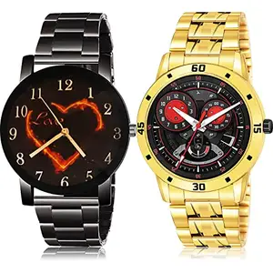 NIKOLA Luxury Analog Black and Gold Color Dial Men Watch - BCPL7-(37-S-21) (Pack of 2)