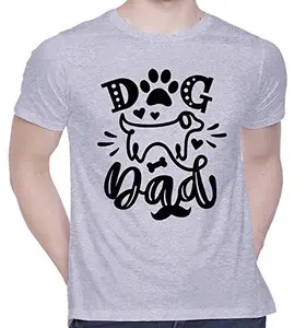 CreativiT Graphic Printed T-Shirt for Unisex Dog Dad Tshirt | Casual Half Sleeve Round Neck T-Shirt | 100% Cotton | D00443-487_Grey_Large