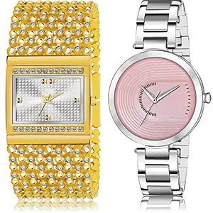 NEUTRON Present Analog Silver and Pink Color Dial Women Watch - G590-GM218 (Pack of 2)