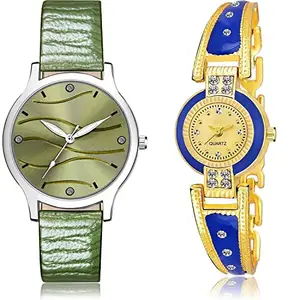 NEUTRON Tread Analog Green and Gold Color Dial Women Watch - GM388-G445 (Pack of 2)