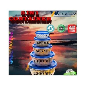 Kitchen Container |250+450+800+1400+2500 ml| Stackable Refrigerator Organizer for Fresh Food Storage | BPA-Free Kitchen Solution|Design - 8036 for Home and Kitchen