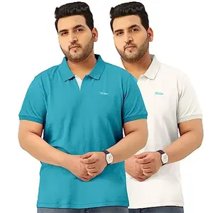 TAB91, Men's Polo Solid Colors Plus Size Half Sleeve T-Shirt(Try One Size Plus for Relaxed Fitting)