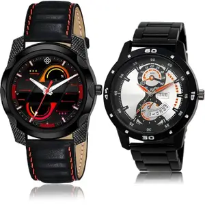 Neutron Branded Analog Black and Silver Color Dial Men Watch - S101-BL46.107 (Pack of 2)