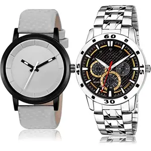 NIKOLA Present Analog Grey and Silver Color Dial Men Watch - BM5-(72-S-19) (Pack of 2)