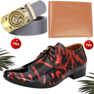 Latest Trendy Formal Shoes/Party Shoes/Shoes Combo with Free Wallet & Belt for Men and Boys (BAZAAR6174_RT-Tan-101) Multicolor