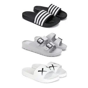 Lightweight,Classic SliderSandals with Clogs for Men-Combo(3)-3024-3114-3029-7 White-2646