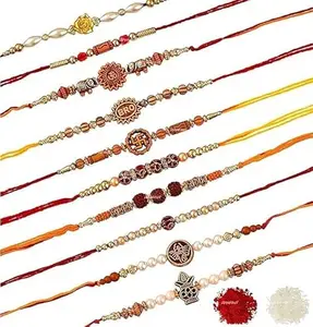 GIRLYZ ATTIRE Handicraft Designer Rakhi for Sweet & Lovely Brother, Beads Rakhi Stylish Thread Bracelet Raksha Bandhan (GR-94)(PACK OF (3)
