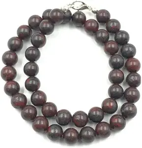 Natural Red Tiger 8mm Round Shape Beaded Gemstone Handmade Unisex Necklace 18" Necklace