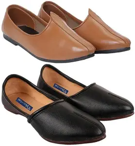 Vitoria Derby Shoes for Men | Shoes for Men with PU Sole | Comfortable & Lightweight |Durable & Trendy Design | Size : 5 | Color : Black-Tan,VTR_6001Blk_3001Tan_5