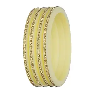 Barrfy Collection's Plastic Stone's Bangles Set (Pack of 4 Bangles)-White, 2.8