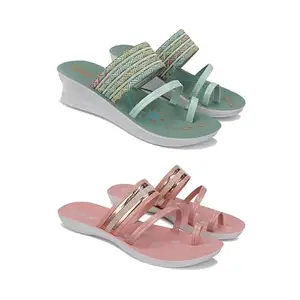 WINGSCRAFT -Women Stylish Flats Fashion Sandal for Party & Wedding/Casual Flat Sandals for Women's & Girls-Combo(PF)-1948-1944-6 Pink