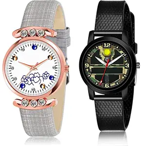 NEUTRON Quartz Analog White and Green Color Dial Women Watch - GW3-(34-L-10) (Pack of 2)