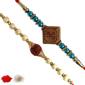 Rakhi set of 2, Rakhiya, Rakhi combo,with roli and chawal packet 71