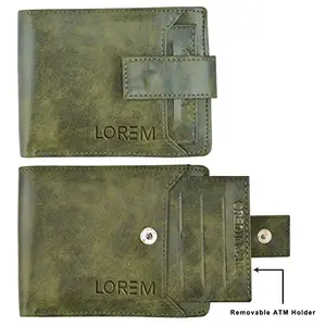 AVIR Lorem Green Removable Card Holder Bi-Fold Faux Leather 7 ATM Card Slots Wallet for Men WL22