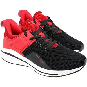 Walkaroo Men's Black Red Running Shoes-7 UK (WS9008)