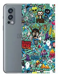 AtOdds - OnePlus Nord 2 Mobile Back Skin Rear Screen Guard Protector Film Wrap with Camera Protector (Coverage - Back+Camera+Sides) (Graffiti)