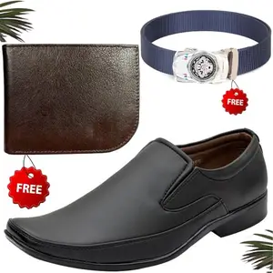 Relaxed Trendy Formal Shoes/Party Shoes/Shoes Combo with Free Wallet & Belt for Men and Boys (BAZAAR3487_TCC-BR-2003) Multicolor