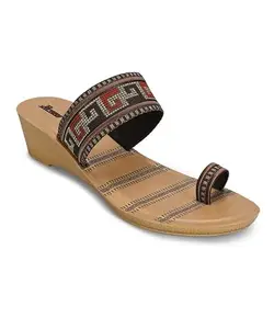 PARAGON Women's Wedge Heel Sandals | Trendy Slip-On Sandals with Cushioned Footbed, Stylish Design, and Durable Construction | Perfect for Everyday Casual Wear Brown