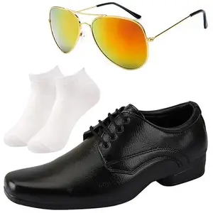 Vitoria l Men Black Lace Formal Shoes with White Socks & Red Gold Avter/6