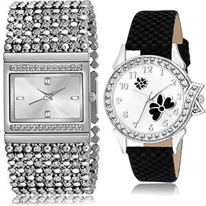 NEUTRON Stylish Analog Silver and White Color Dial Women Watch - G592-G126 (Pack of 2)