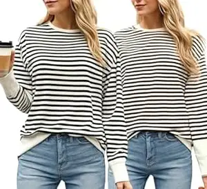 Mack Jonney VIMAL JONNEY Women Striped T-Shirt || T-Shirt for Women || Full Sleeve T Shirt || T-Shirt-VIMAL640620