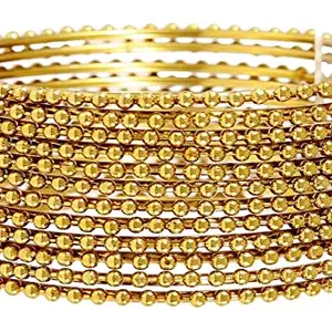 Santosh Enterprise Mehendi plated metal Ball Chain Bangles Set For Womens, Girls (Pack Of 12 piece Bangles) (2.4)
