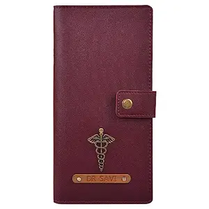 TravelSleek Executive Travel Wallet | Synthetic Vegan Leather | PersonalisedTravel Wallet with Name and Charm (Wine)