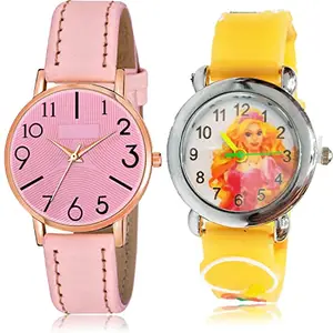 NEUTRON Collegian Analog Pink and White Color Dial Women Watch - GW57-GC46 (Pack of 2)