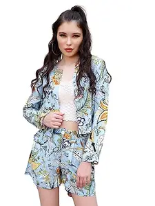 SERA Women's Casual Regular Fit Shrug (LA4107_Aqua_X_Large)