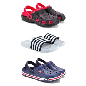 DRACKFOOT-Lightweight Classic Clogs || Sandals with Slider Adjustable Back Strap for Men-Combo(3)-3017-3026-3015-10 Blue
