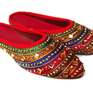 AR Eyewar Women's Multicolor Mules Juttis | Japuri Rajasthani Slippers | Casual Fancy Slippers-9