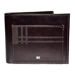 Tommy Hilfiger Acorn Leather Global Coin Wallet for Men - Brown-07, 4 Card Slots