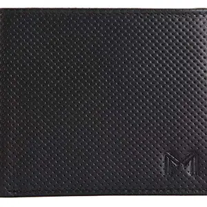 Massi Miliano Genuine Leather Men's Compact Wallet - Textured (FLO01) - Black
