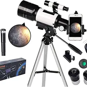 Suicune Suicune F30070M Refractive Astronomical Telescope 2X Barlow Lens,HD Monocular Space Outdoor Travel Spotting Telescope Photography 150X, Tripod Viewfinder, Suitable for Children Adult Beginners