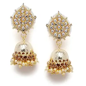 Shining Diva Fashion Latest Stylish Traditional Kundan Jhumka/Jhumki Earrings for Women and Girls (13996er)(Gold)