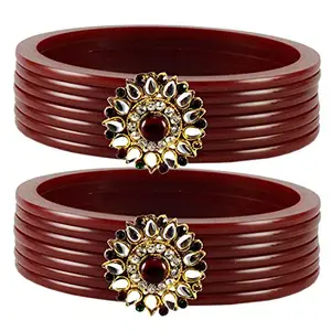 MAYA FASHION Maroon Stone Acrylic-Brass Bangle With Very Extra Large Size Elegant Extra Large Size Bangle | Perfect Fit for Plus Size banglesTrendy and Comfortable Fit for woman and girls | (Sku-ban1778)