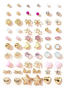 Shining Diva Fashion 30 Pairs Earrings Combo Set Latest Stylish Crystal Pearl Earrings for Women and Girls (14781er)