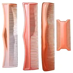 Orange Colour Hair Grooming Combs Set Four Piece | Regular Use | Hairstyle Comb Combo for Women and Men