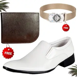 Modern Trendy Formal Shoes/Party Shoes/Shoes Combo with Free Wallet & Belt for Men and Boys (BAZAAR3674_TCC-BR-2004) Multicolor