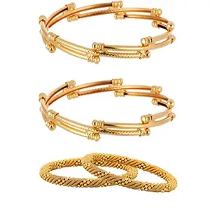 KENNICE Combo Of Designer Victoria Bangles, Trendy Gold Plated Bangles For Women & Girls - Pack Of 4