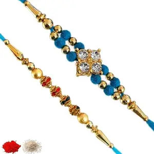 Rakhiya.com Designer Rakhi set of two, Multicolour rakhi, combo of two (set of 2), With Roli Chawal Packet 0831