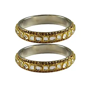 MAYA FASHION Golden stone Brass Bangle Elegant Extra Large Size Bangle | Perfect Fit for Plus Size banglesTrendy and Comfortable Fit for woman and girls | (Sku-ban3548)