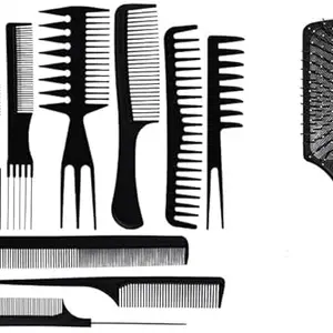 New Professional Multipurpose 10 Pcs Hair Styling Combs Set with 1 Paddle Hair Brush