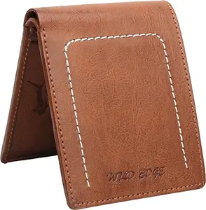 WILD EDGE Genuine Leather Stitch Design Wallet for Men - Versatile Leather Men's Wallet (Tan)