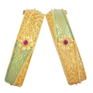 Raddhi Jewels By Riya Enterprises Traditional Rajwadi Plated Meenakari Floral Design Set of 2 Ruby Stone Openable Brass Bangles/Kada For Women And Girls/2.8