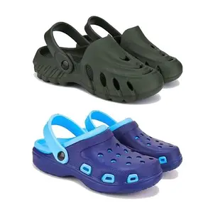 WINGSCRAFT Lightweight Classic Clogs || Sandals with Slider for Men-Combo(2)-3137-3019-7 Blue