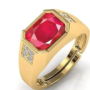 MBVGEMS Natural Ruby RING 5.50 Carat Certified Handcrafted Finger Ring With Beautifull Stone manik RING Gold Plated for Men and Women