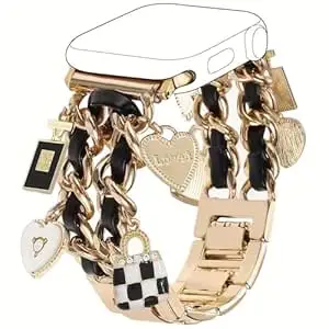 Women’s Multi-Specification Love Watch Strap – Compatible with Apple Watch 38mm, 40mm, 41mm_ Black