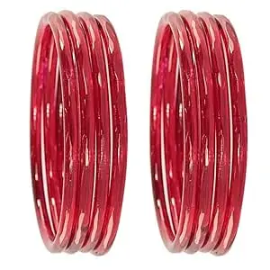 Glass Bangle Women's Designer Plain Glossy Glass Kada Set For Women With Diamond Cut Design | Fancy Designer Glass Bangles | Traditional Chudi| Stylish Glass Kada For Wedding - Set Of 8