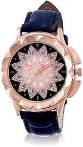 Purna Fashion Casual Analogue Rose Gold Dial Women's Leather Watch- Purna_S-57